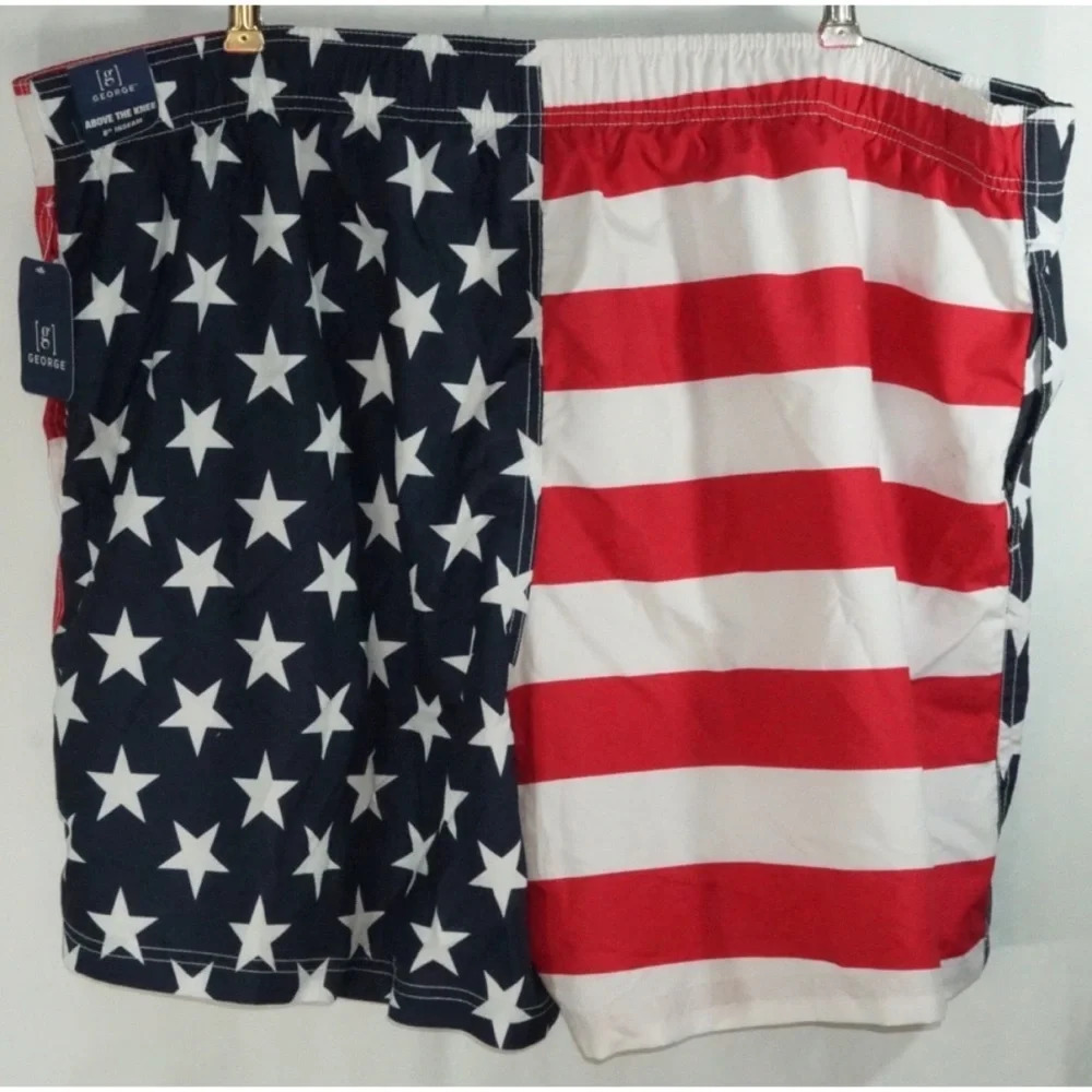 American Flag Patriot Print Board Shorts XXXL 50 - Picture 6 of 7
